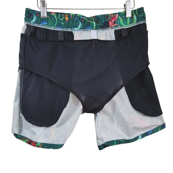 CULPRIT Get It Green Kraken Tattoo Style Print Mens Swim Trunks Board Shorts M - Picture 8 of 11